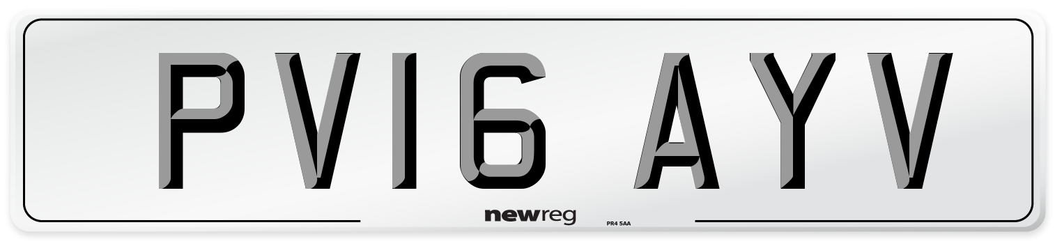 PV16 AYV Number Plate from New Reg